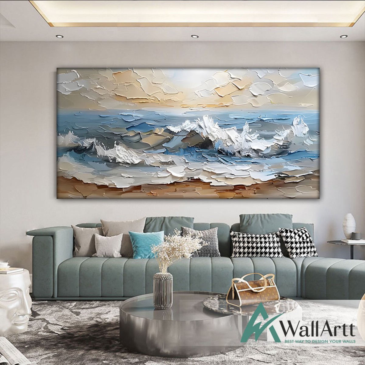 Abstract Mountains 3D Heavy Textured Partial Oil Painting - Wall Art